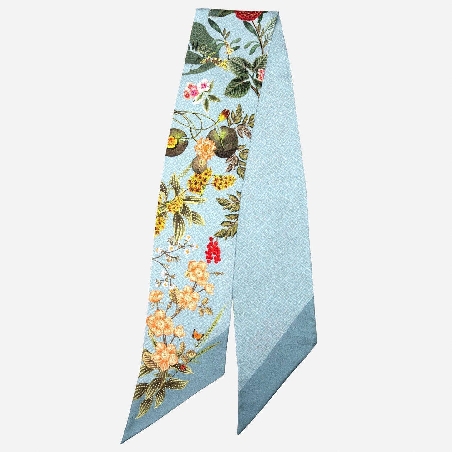 Ornella - Skinny Silk Scarf - Dusty Blue