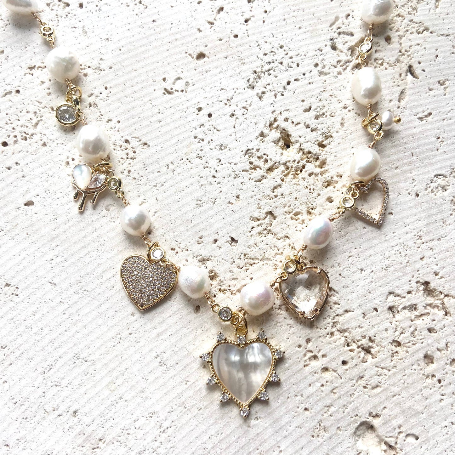 Luxe multi viral charm necklace trend pearl jewelry