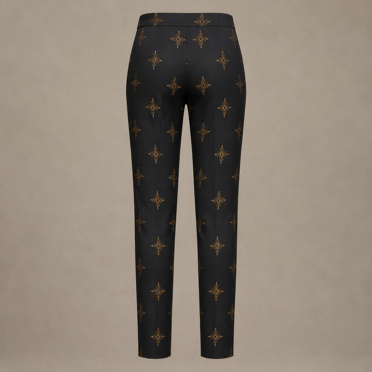 Aurelle Noir Motif Slim Ankle Pants