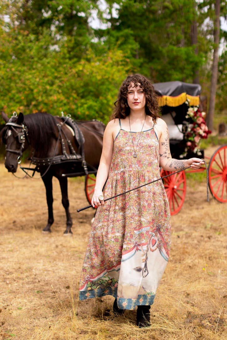 Love Revolution Bohéme Slip Dress w/ Sun, Horse & Florals