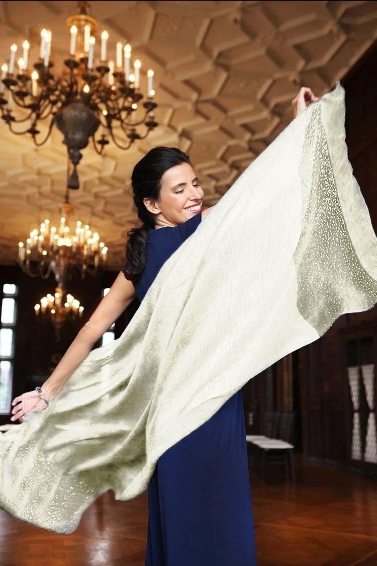 Star Gazer Wool Blend Sparkle Silk Scarf