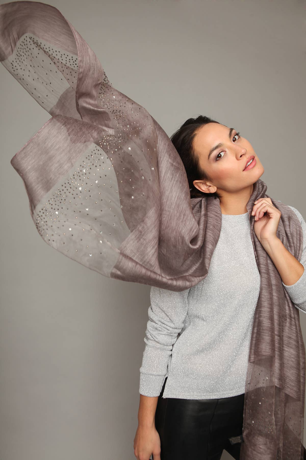 Star Gazer Wool Blend Sparkle Silk Scarf