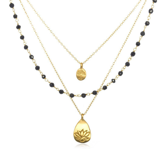Triple Tree Lotus Chain Necklace