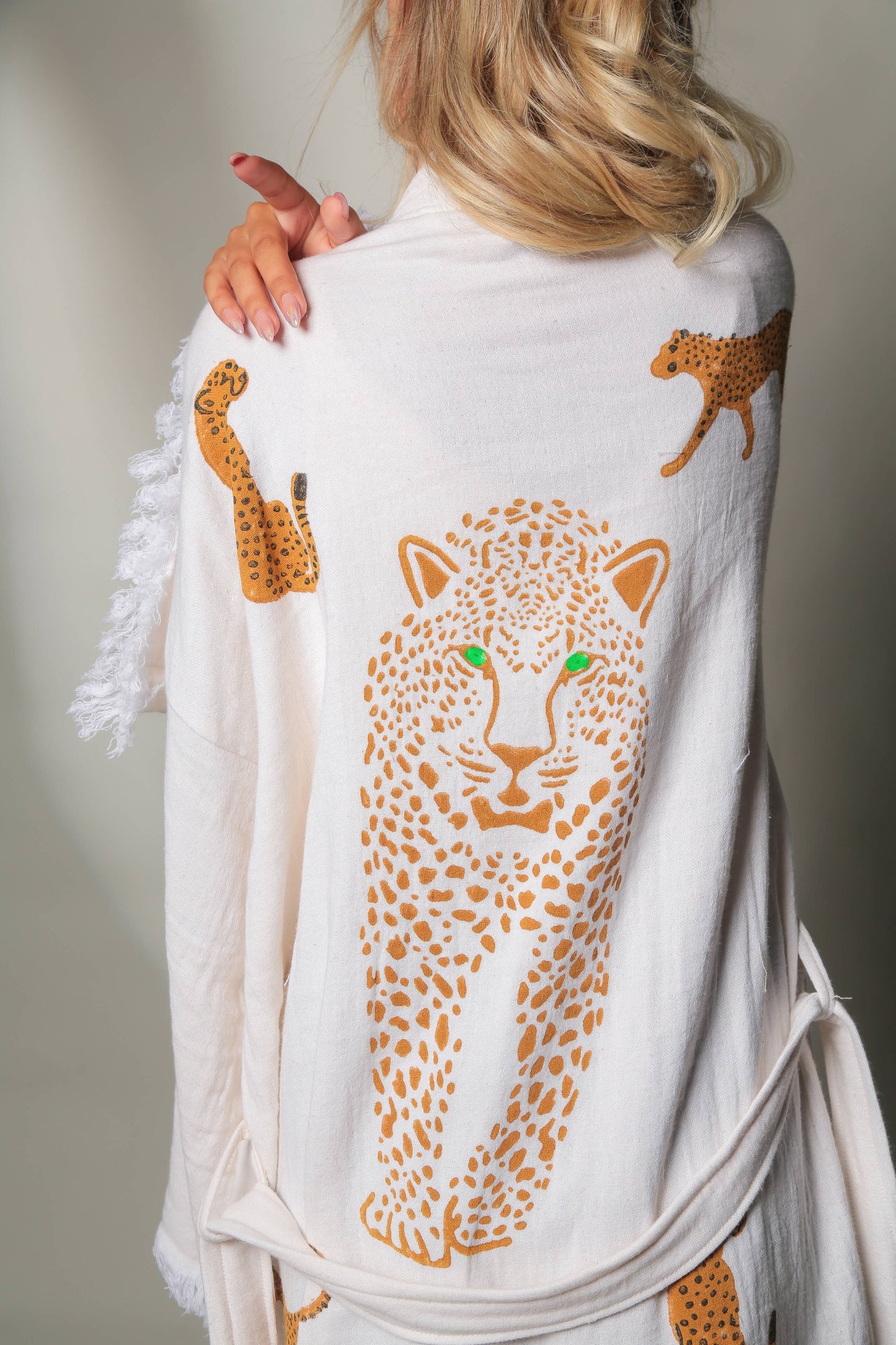Boho Tiger Long Kaftan Kimono