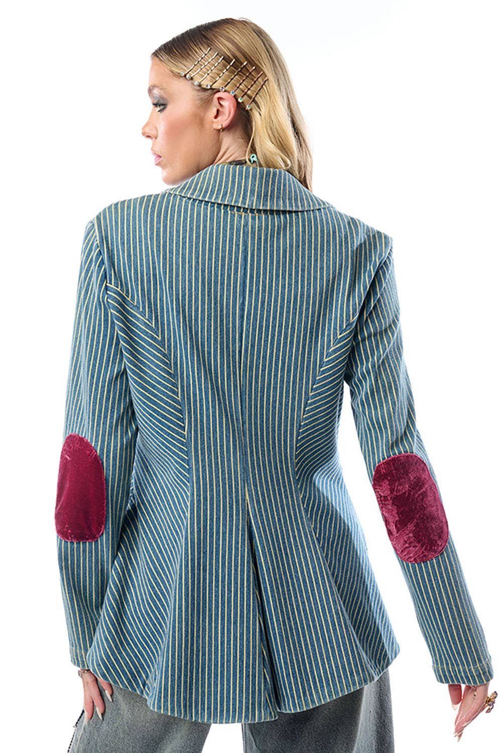 Adela Stripe Denim Blazer