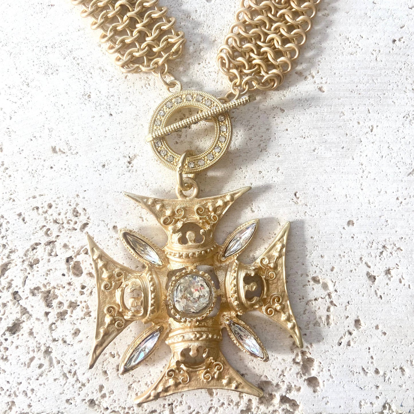 Statement necklace vintage style chain mail chain