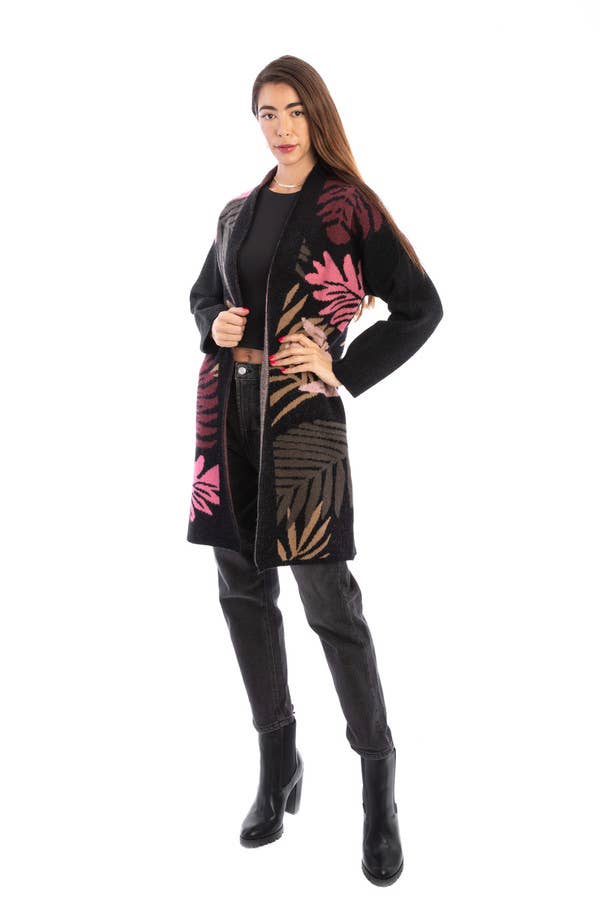 Tropical Leaves Cardigan Multi Color