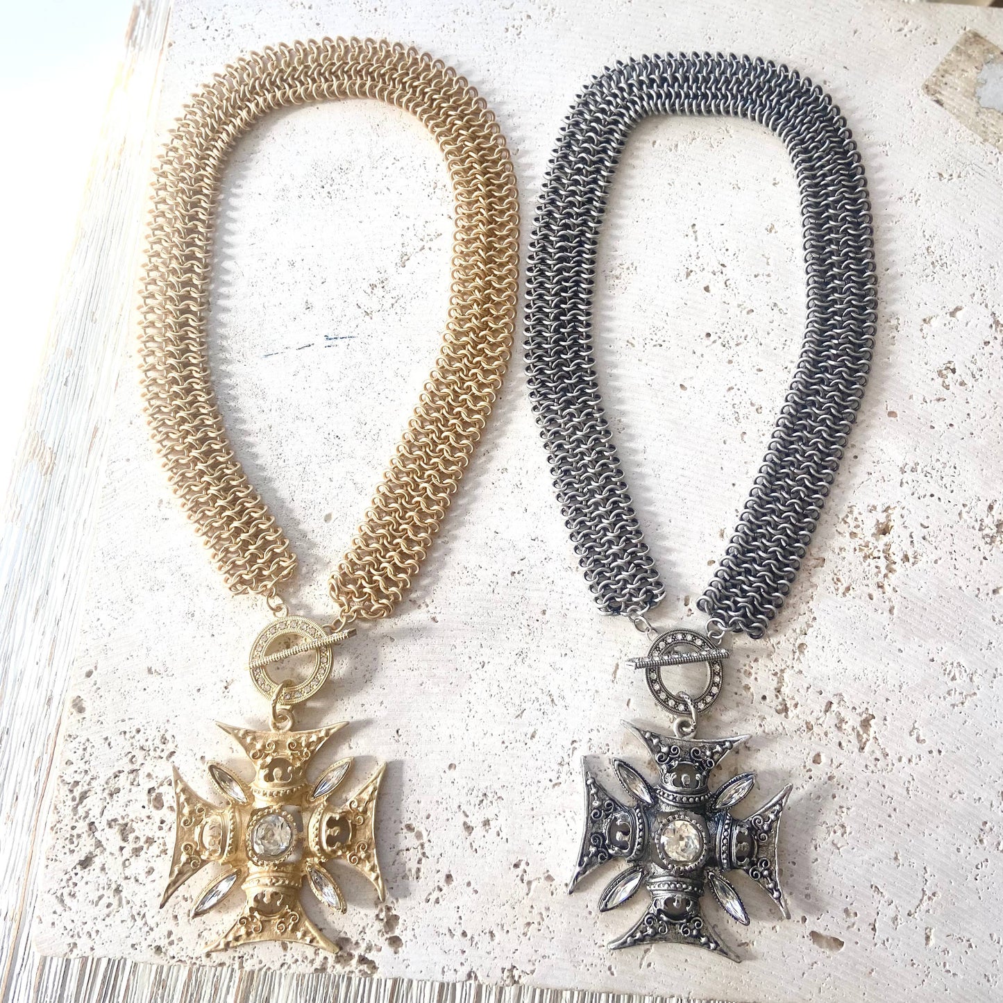 Statement necklace vintage style chain mail chain