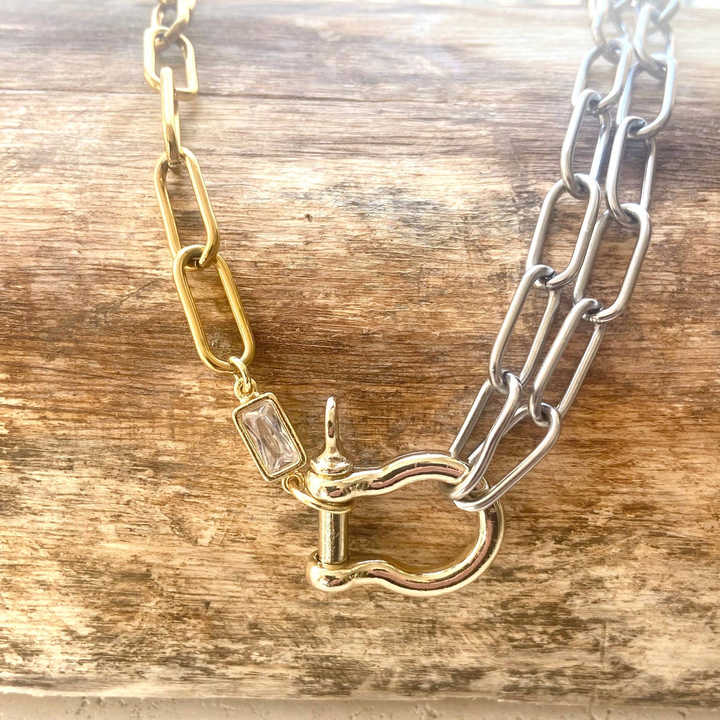 Edgy glam jewelry mixed metal jewelry stainless non tarnish