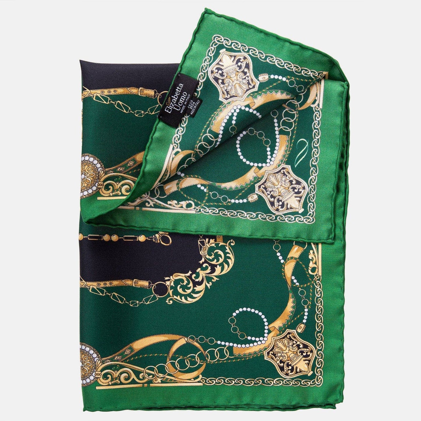Bernini - Large Silk Pocket Square - Emerald