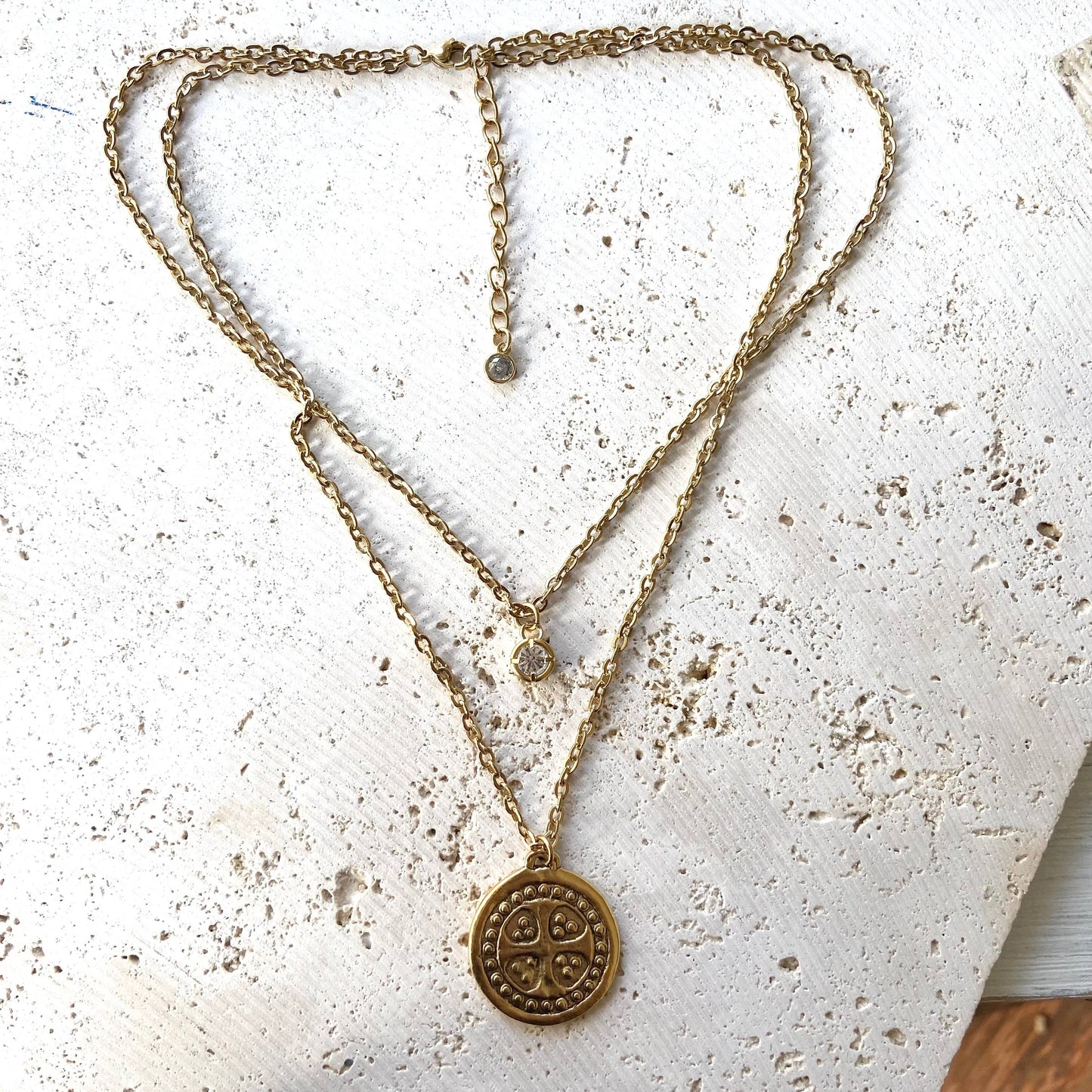 Layered necklace relic non tarnishing jewelry vintage cross