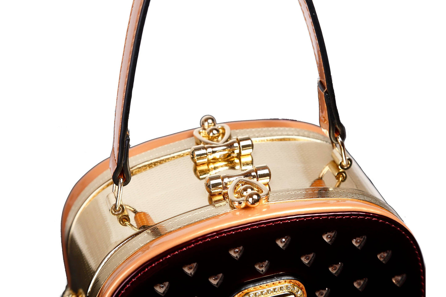 Brangio Italy Elegant Heart-Embellished Top Handle Bag