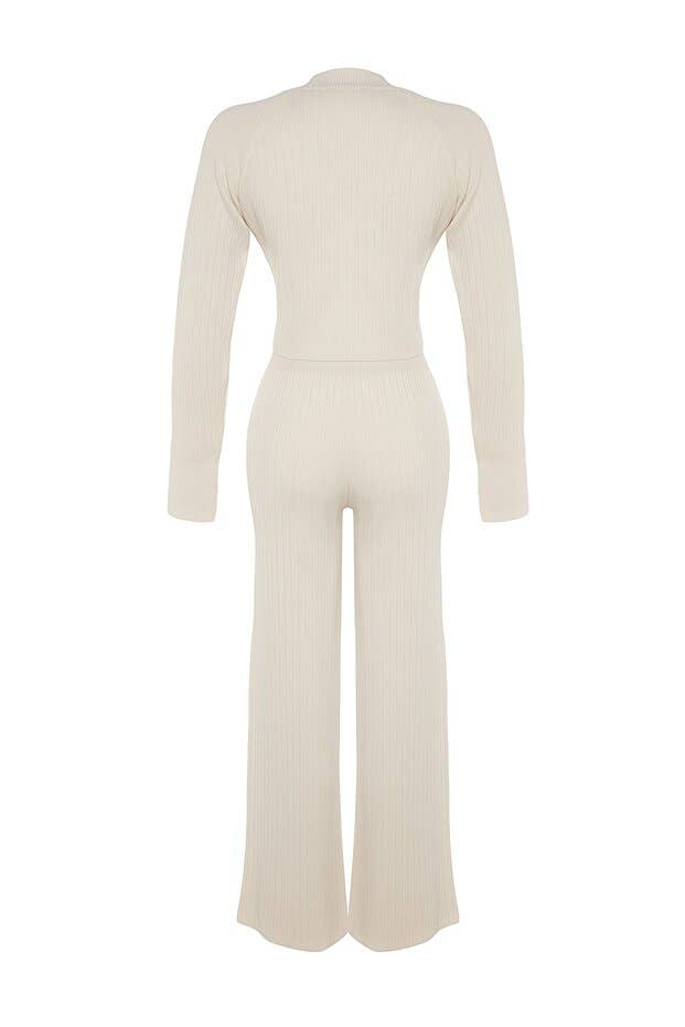 Stone Cropped Thumbhole Knit Lounge Set