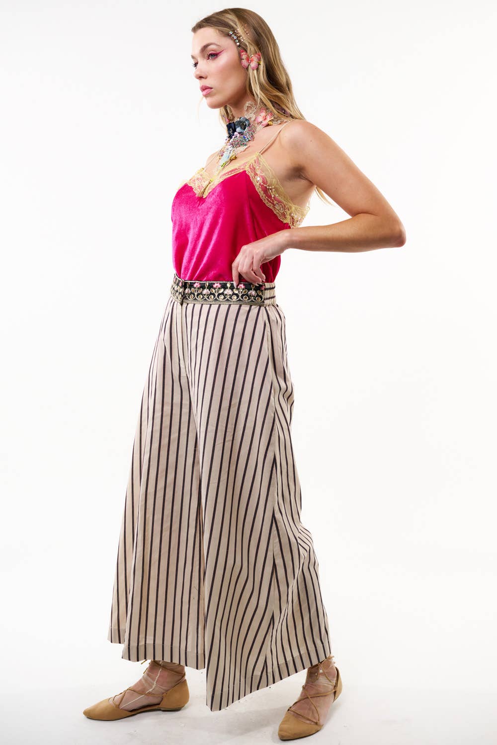 Derby Princess Stripe Pants | Wide Leg  Pants | Cotton Pants