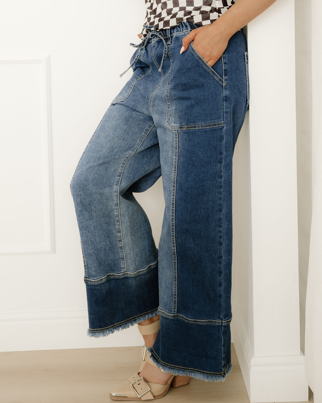 Beau Blue Jeans-Prussian Blue | Wide Leg Pants | Raw Hem