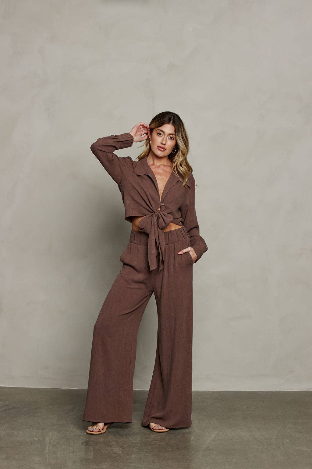 Rhea Wrap Top - Brown