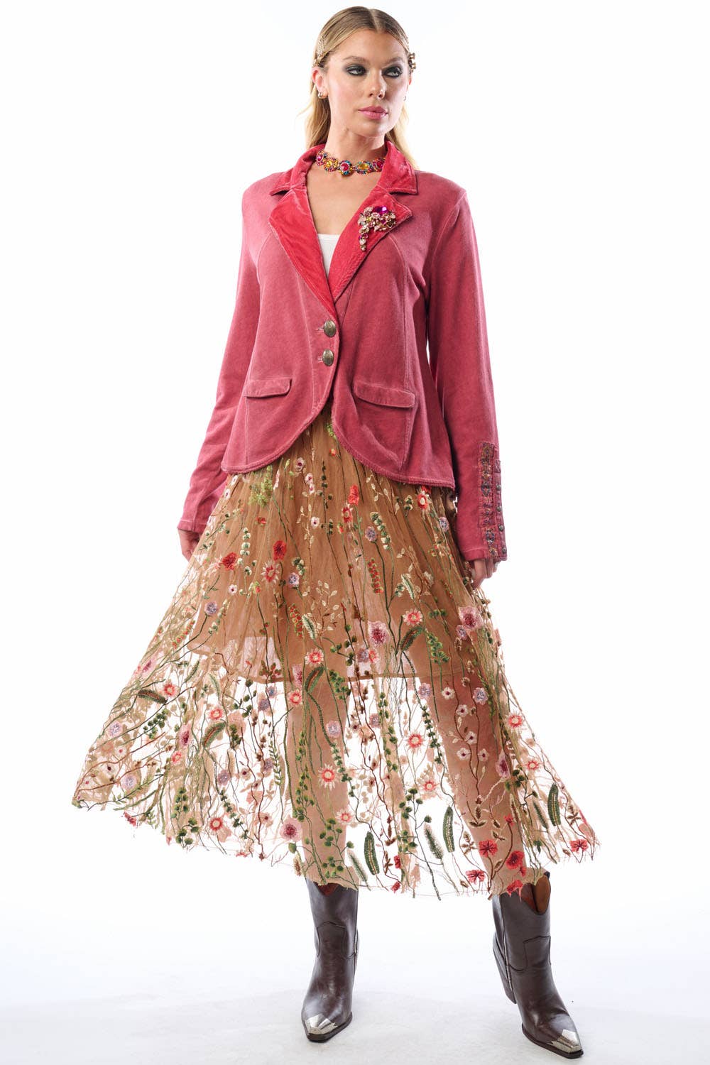 Colonel Red Velvet Jacket | Pinstripe Blazer | French Terry