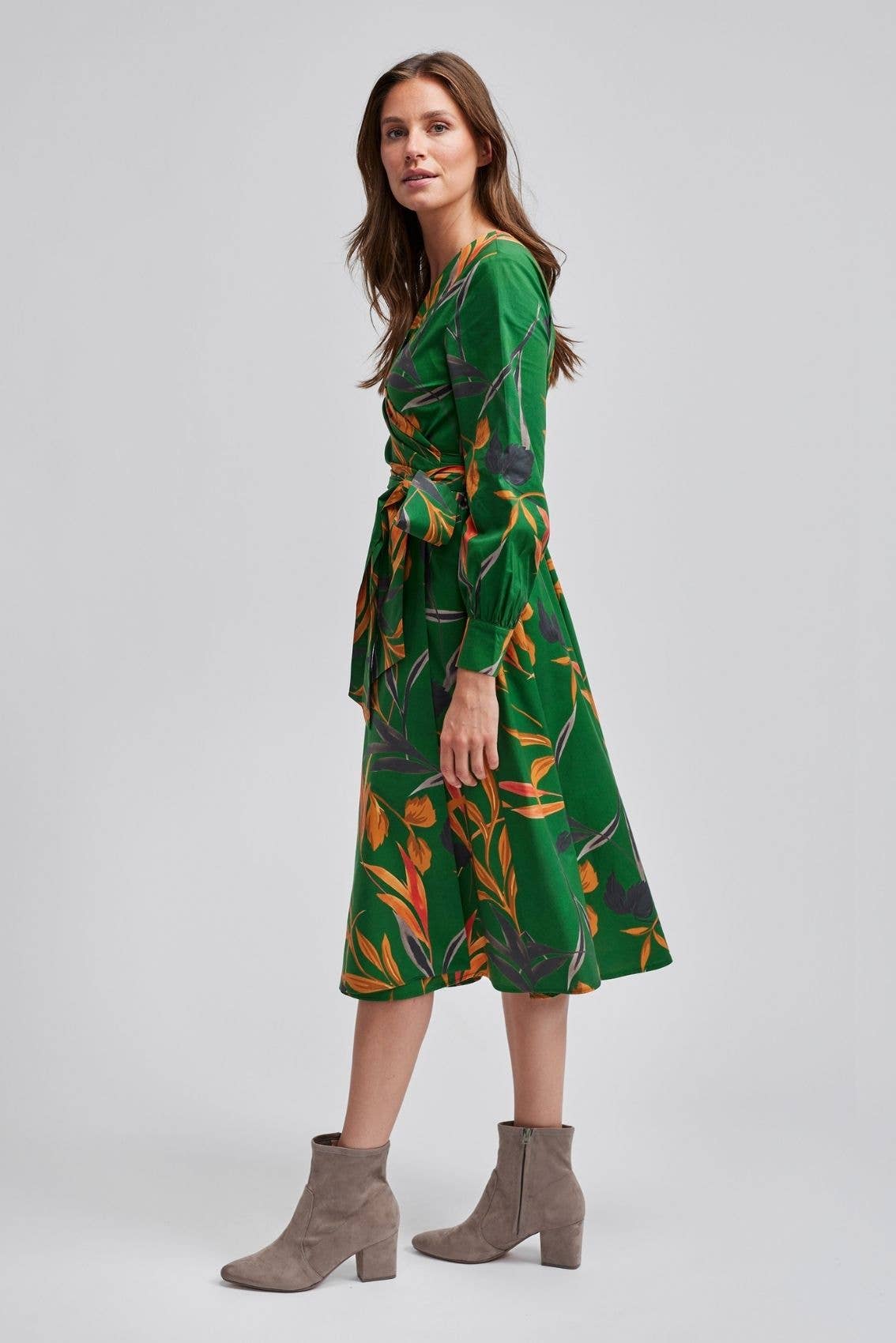 Wrap dress autumn leaves