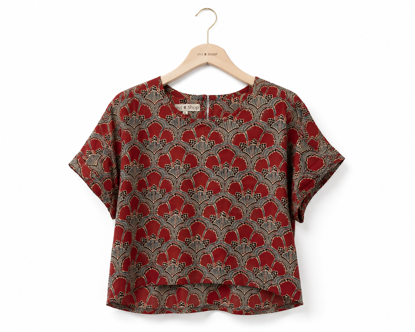Modal Silk Crop Top ~ Red Lotus