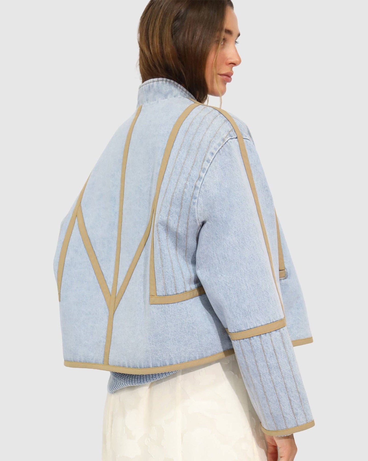 Free And Forward Quilted Denim Jacket - Light Denim Wash