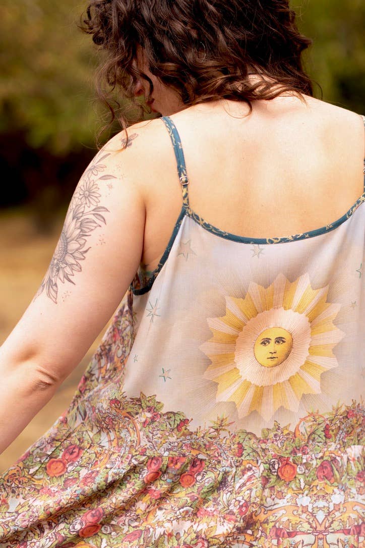 Love Revolution Bohéme Slip Dress w/ Sun, Horse & Florals