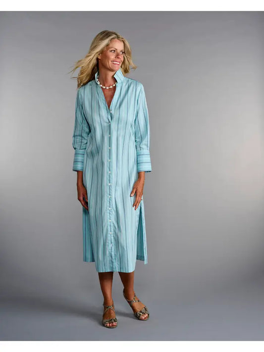 The League Shirtdress in Pistachio Stripe