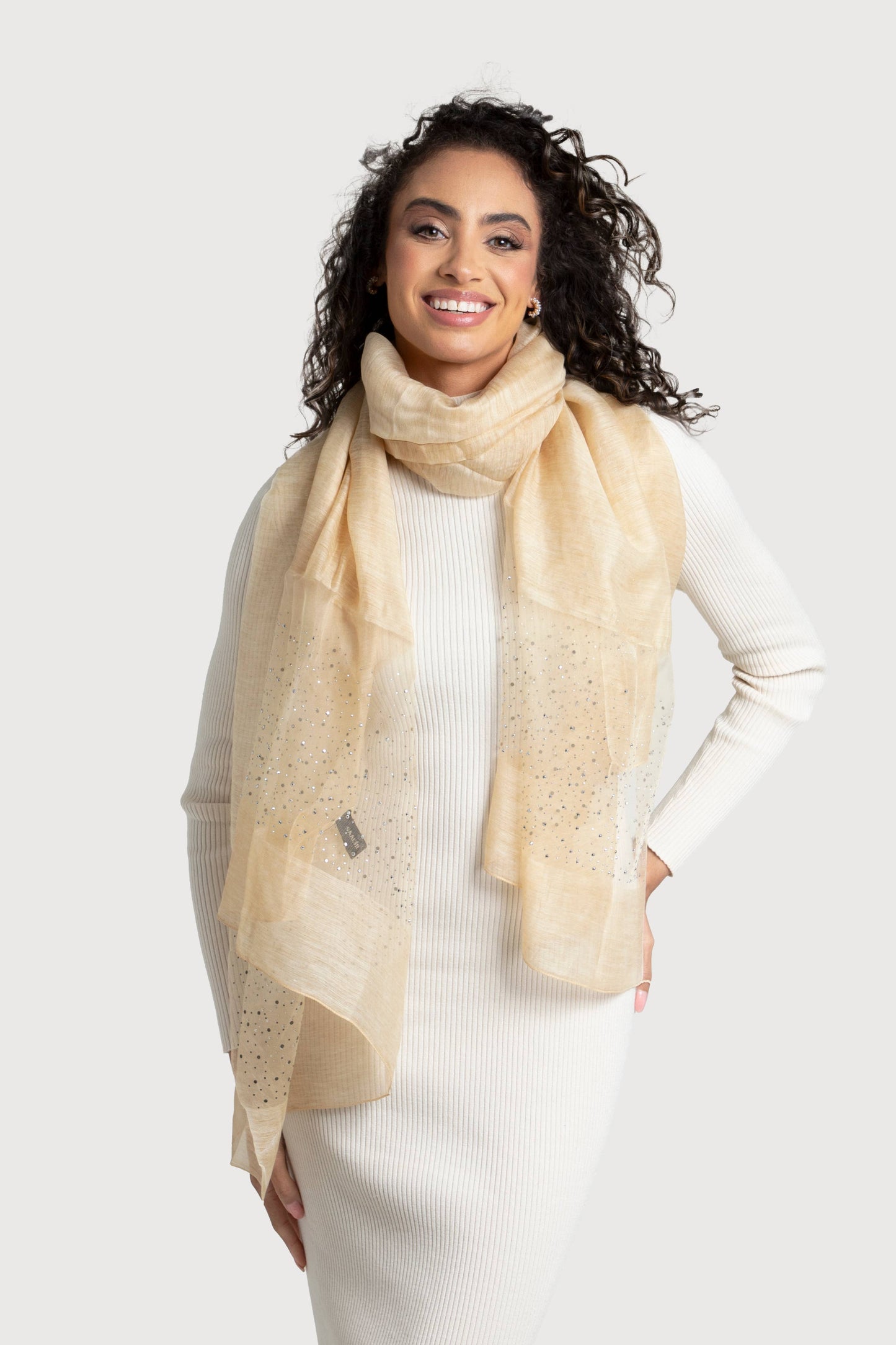 Star Gazer Wool Blend Sparkle Silk Scarf