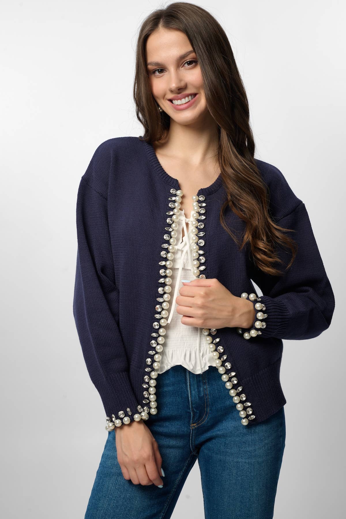 Pearl & Crystal Trim Cardigan