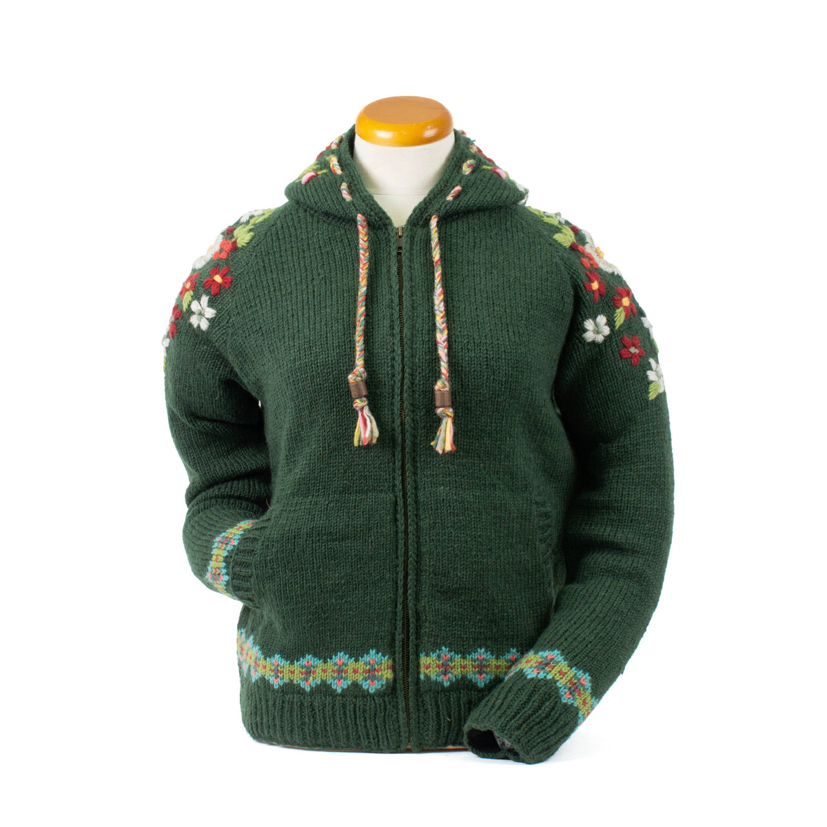 Wildflower Wool Zip Hoodie Sweater – Embroidered Knit Jacket