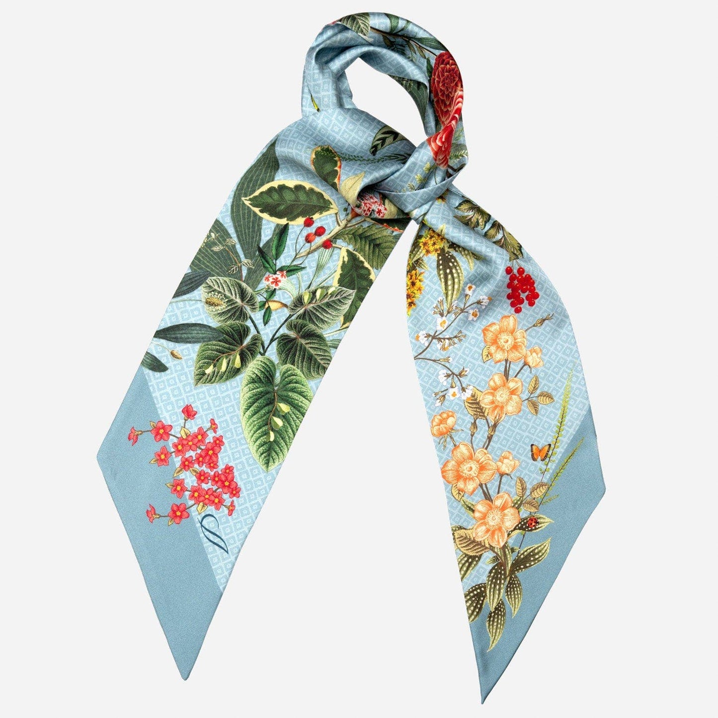 Ornella - Skinny Silk Scarf - Dusty Blue