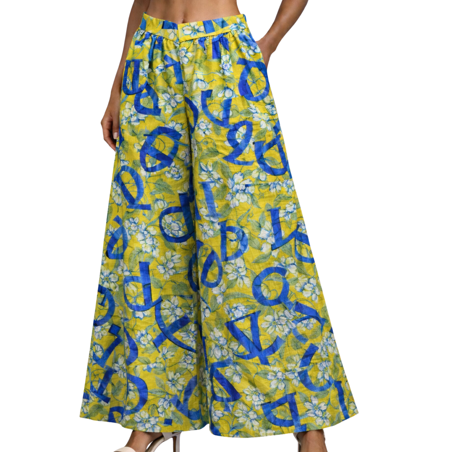 Rachel Linen Palazzo Pants – Flat Front – Artist Prints