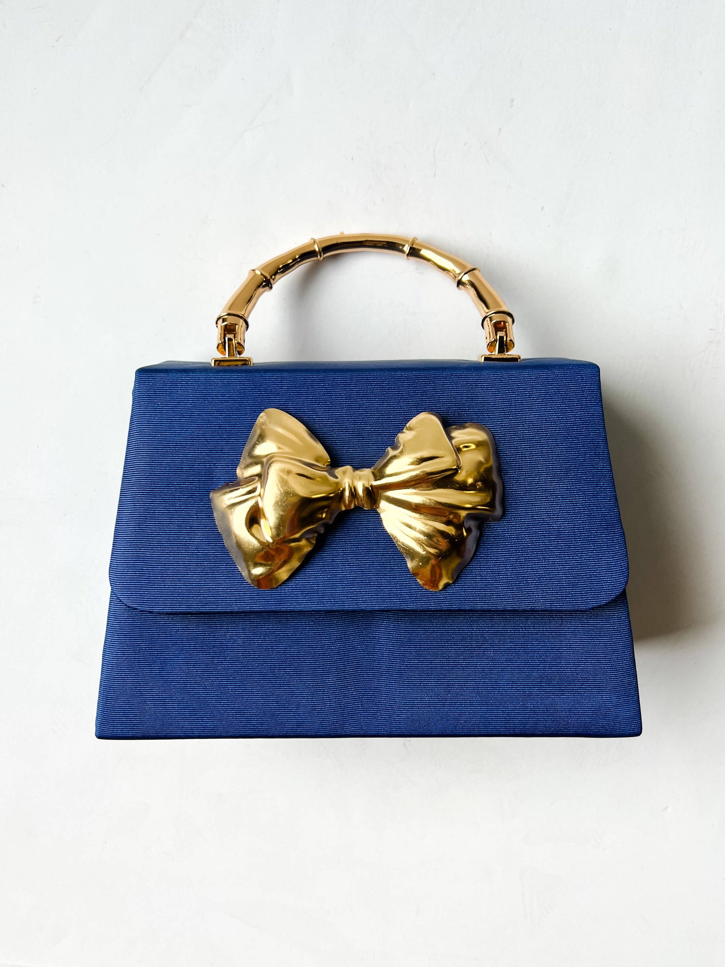 Navy Faille Lulu with Gold Bamboo Handle