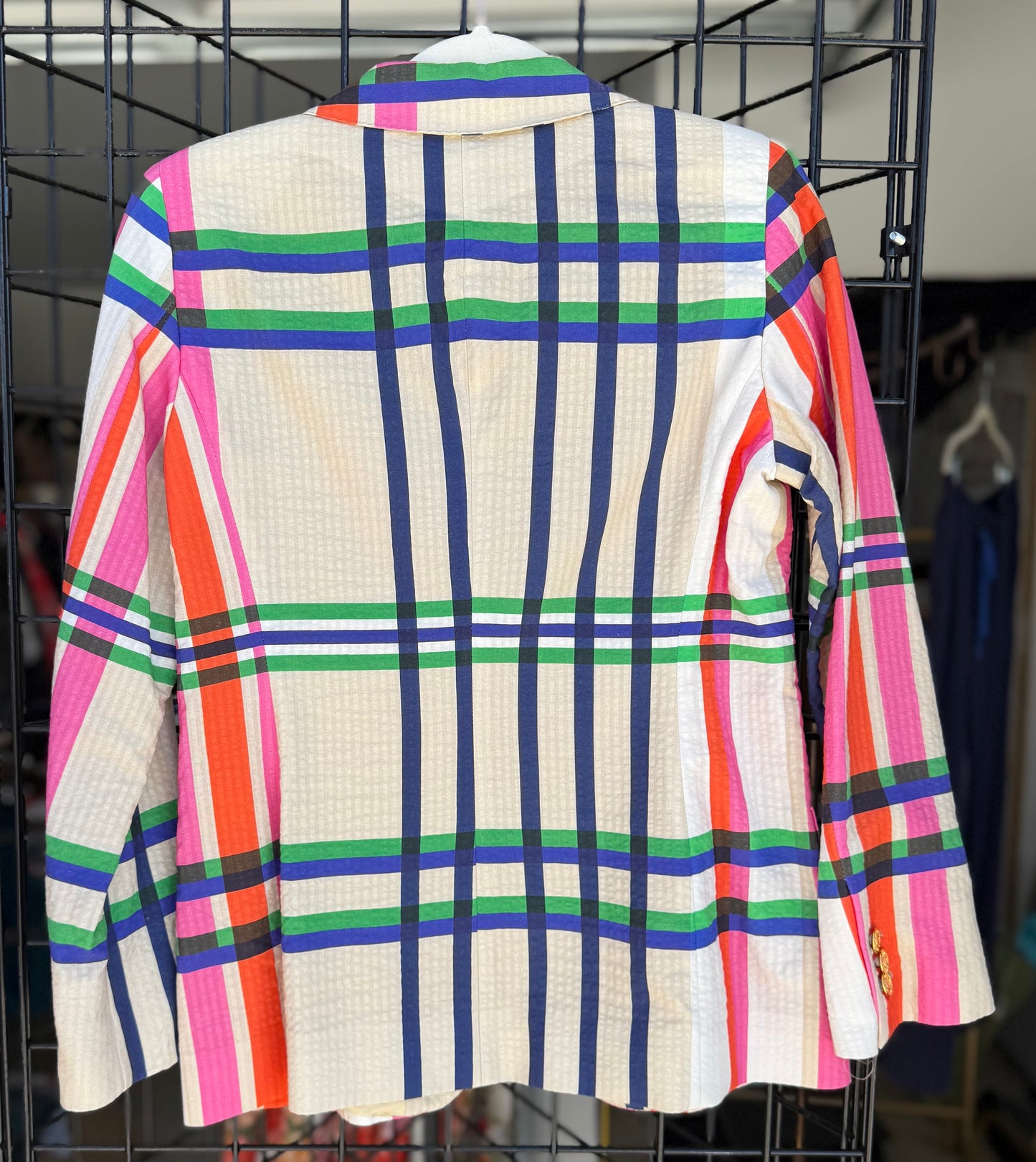 Vilagallo Multicolor Seersucker Plaid Blazer - Luxury Consignment