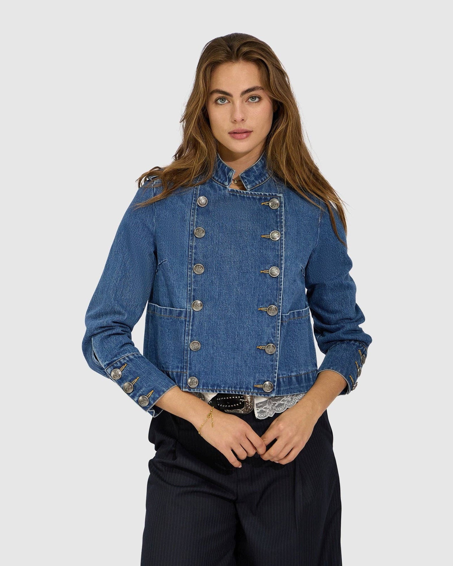 Front Line Military Denim Jacket - Blue Wash