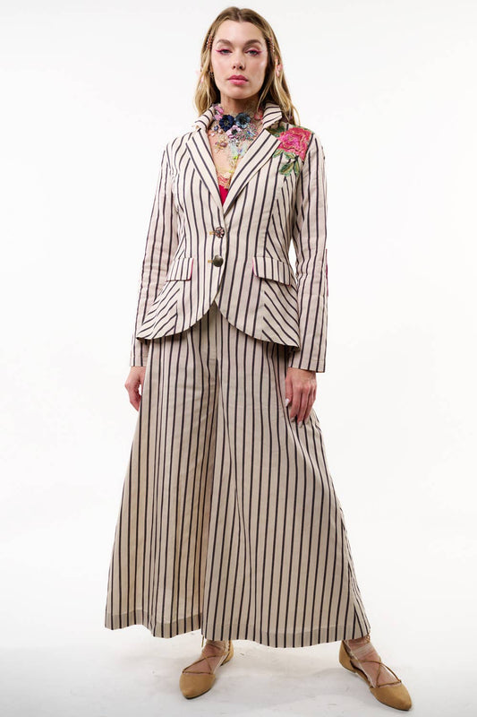 Derby Princess Stripe Pants | Wide Leg  Pants | Cotton Pants