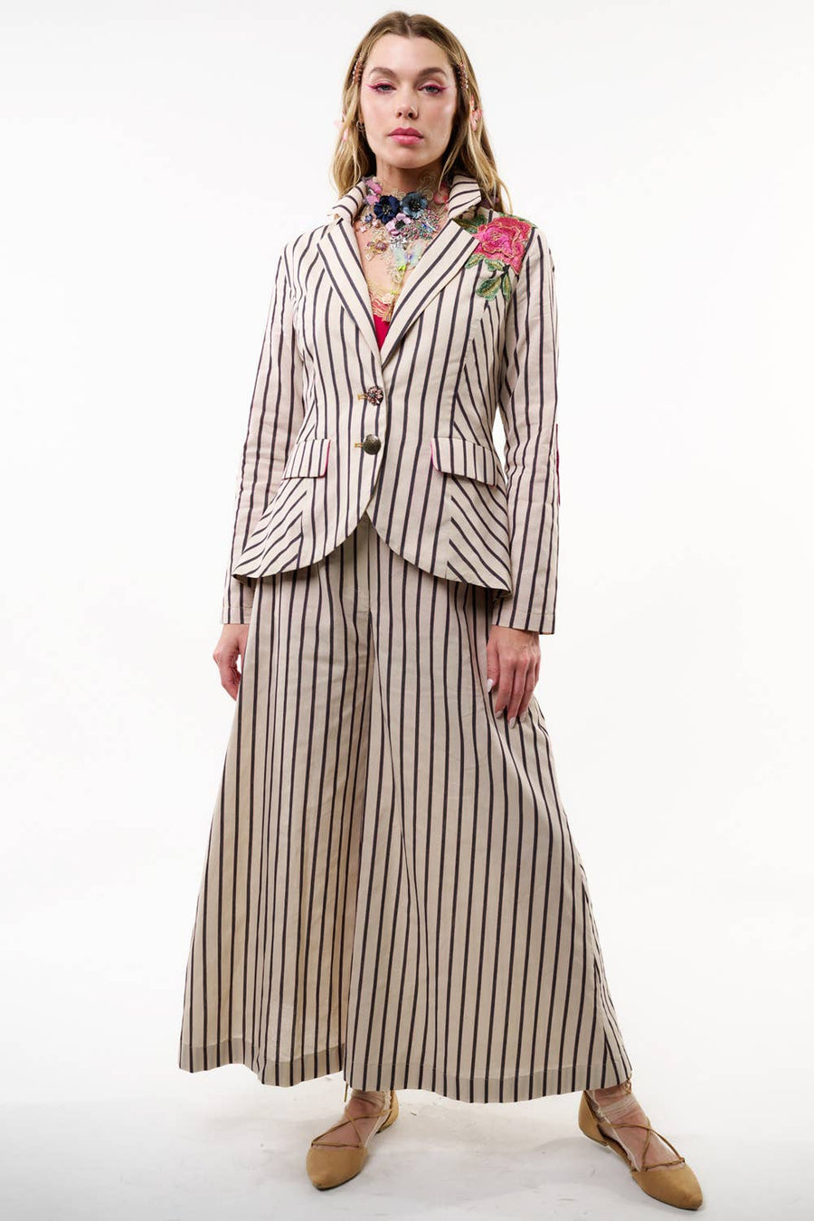 Derby Princess Stripe Pants | Wide Leg  Pants | Cotton Pants