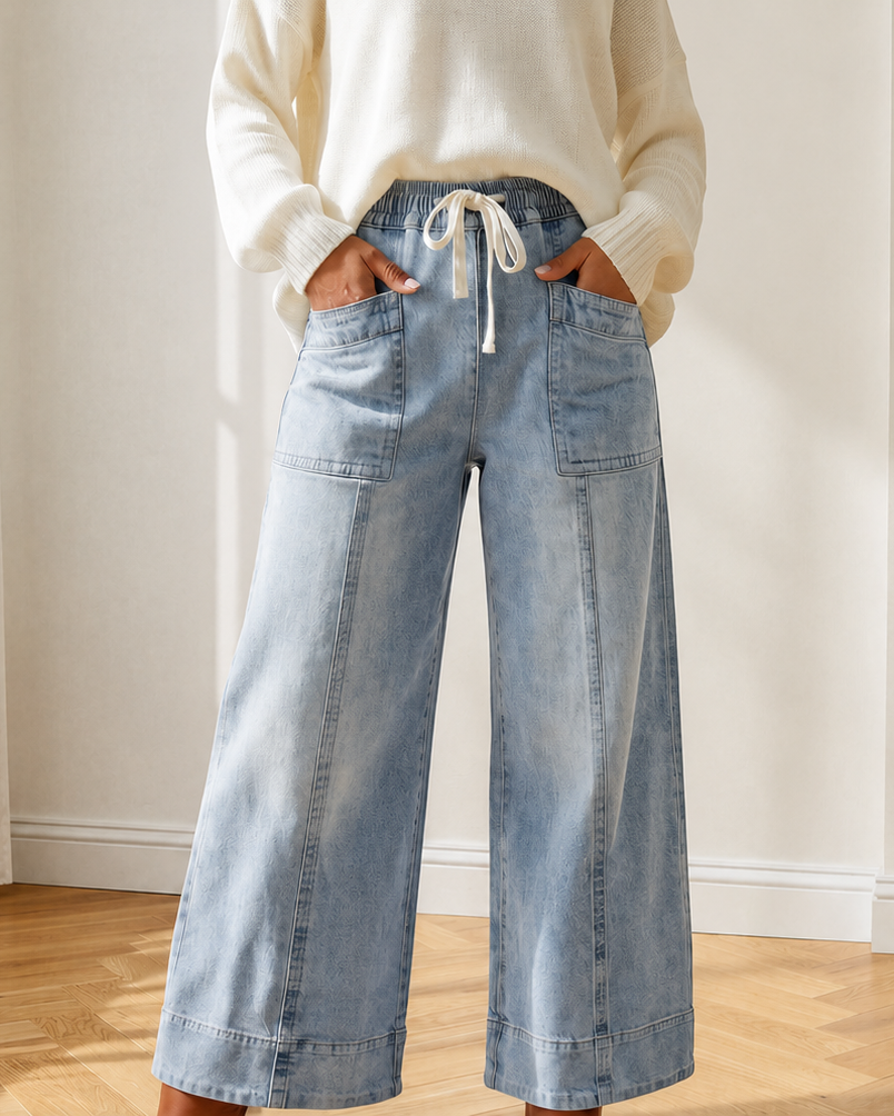 Ruby Drawstring Jeans | Wide Leg Ankle Denim