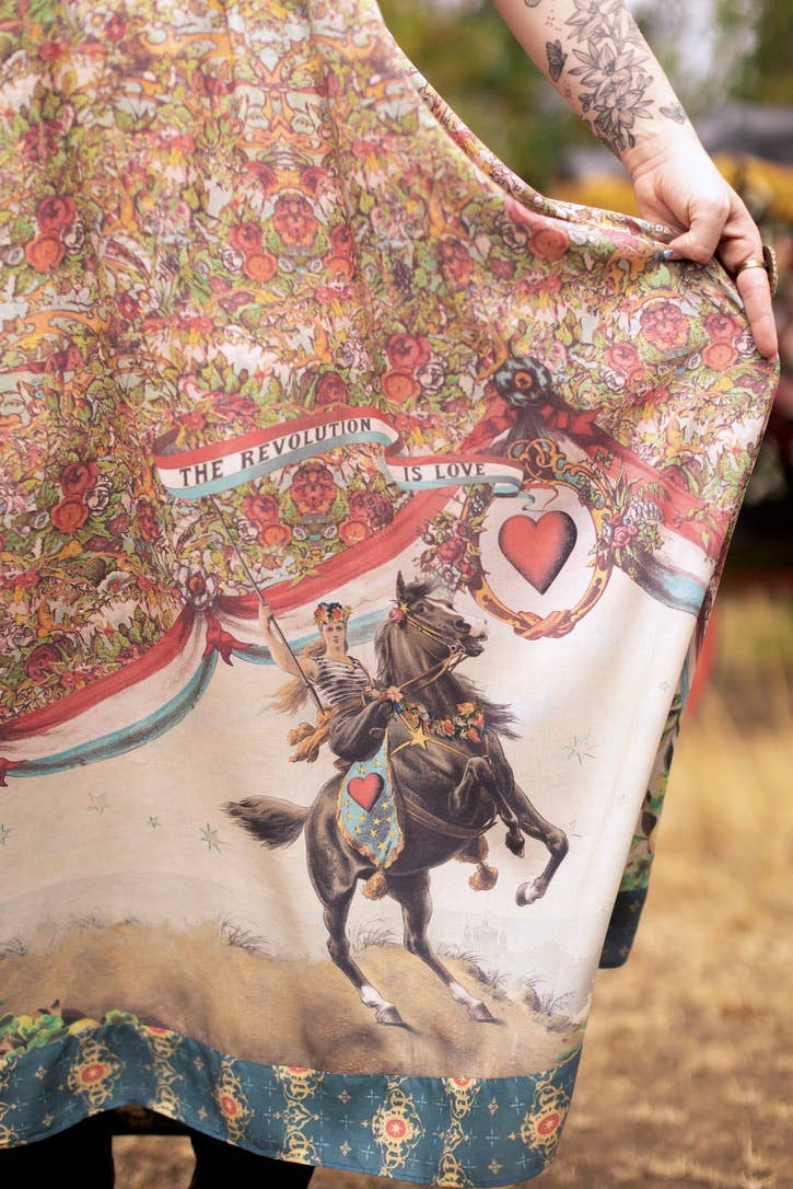 Love Revolution Bohéme Slip Dress w/ Sun, Horse & Florals