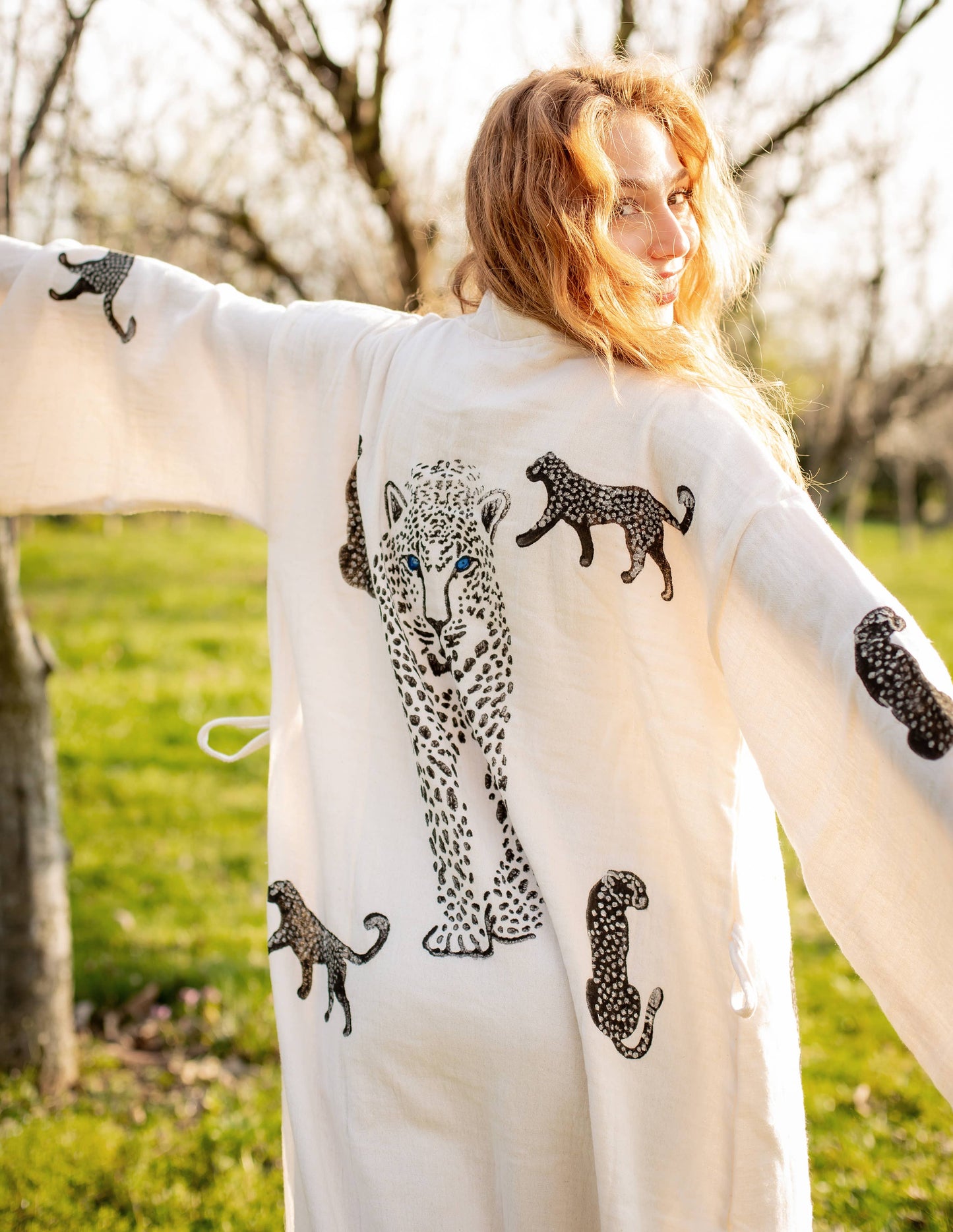 Boho Tiger Long Kaftan Kimono