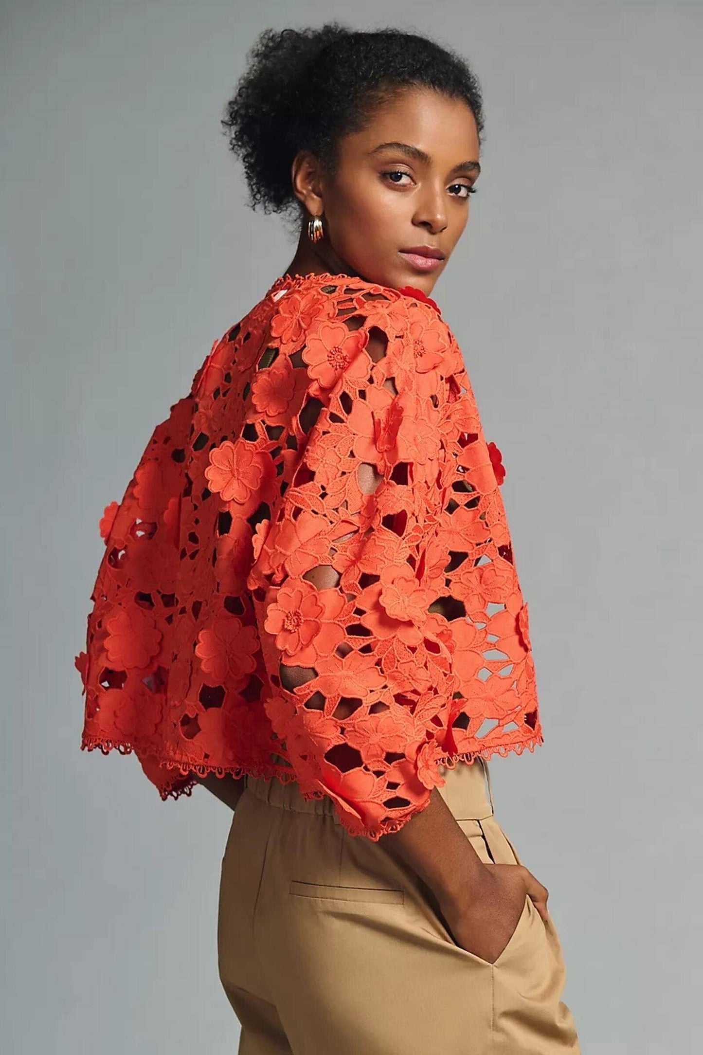 Floral Lace Cut Out Bolero Top