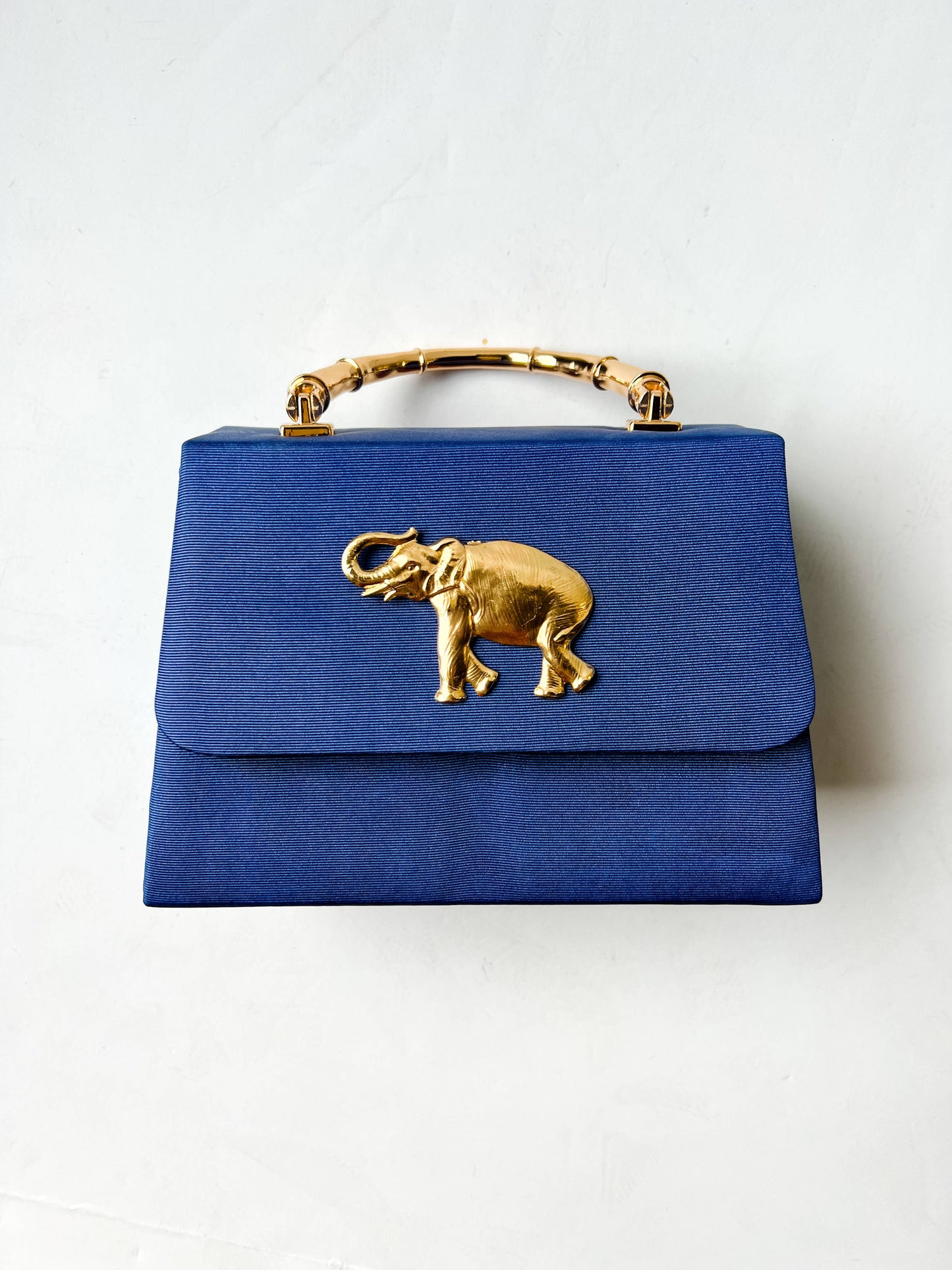 Navy Faille Lulu with Gold Bamboo Handle