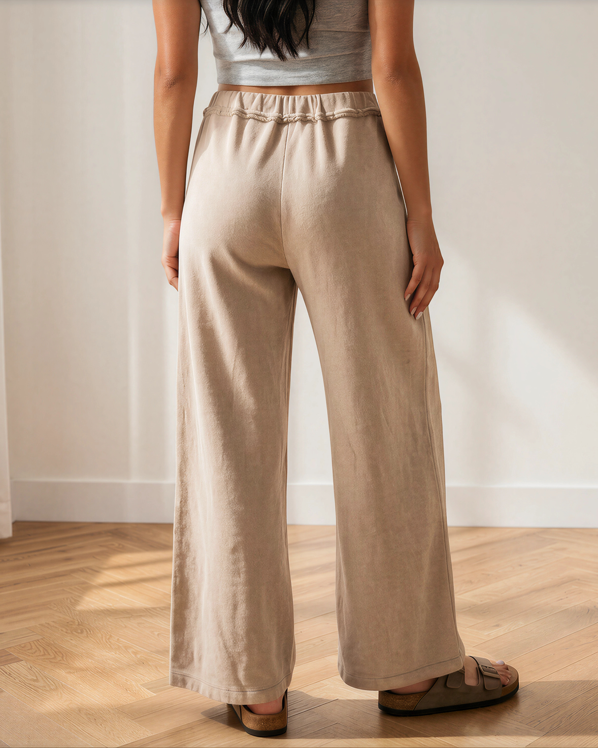 Billie Mineral Wash Wide Leg Pants | High Waist Drawstring P