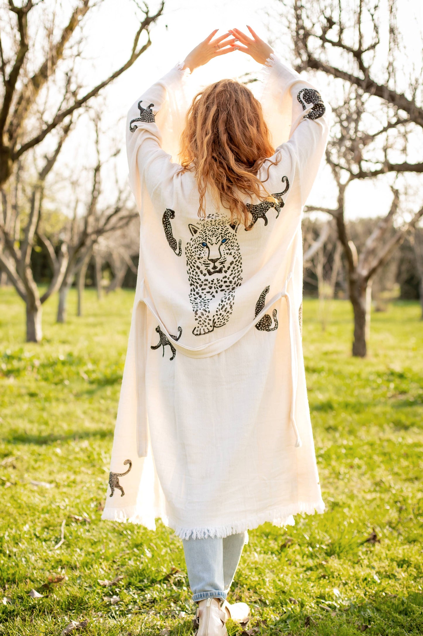 Boho Tiger Long Kaftan Kimono