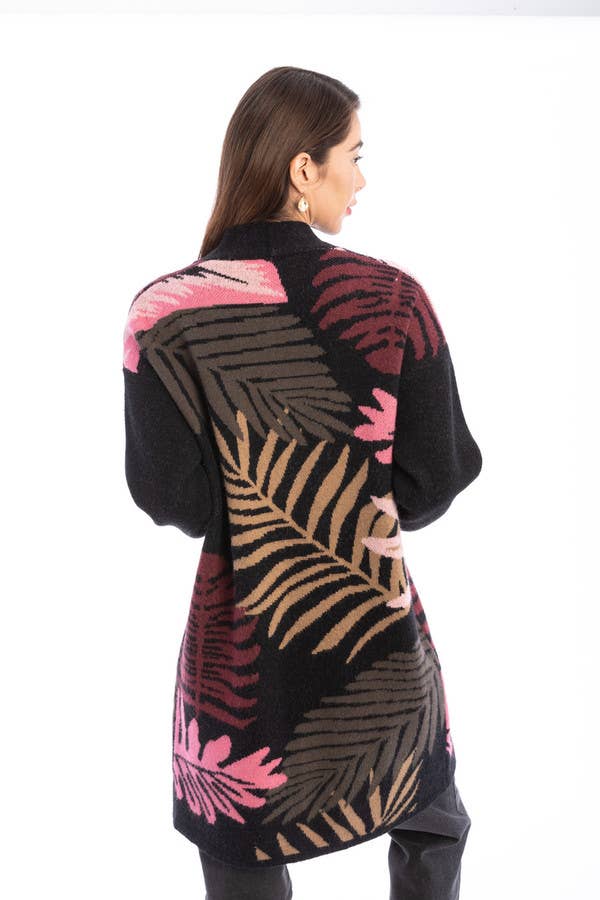 Tropical Leaves Cardigan Multi Color
