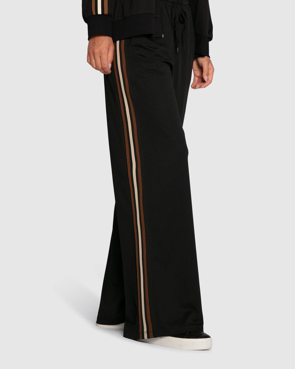 Beach Front Striped Wide Leg Pants - Black