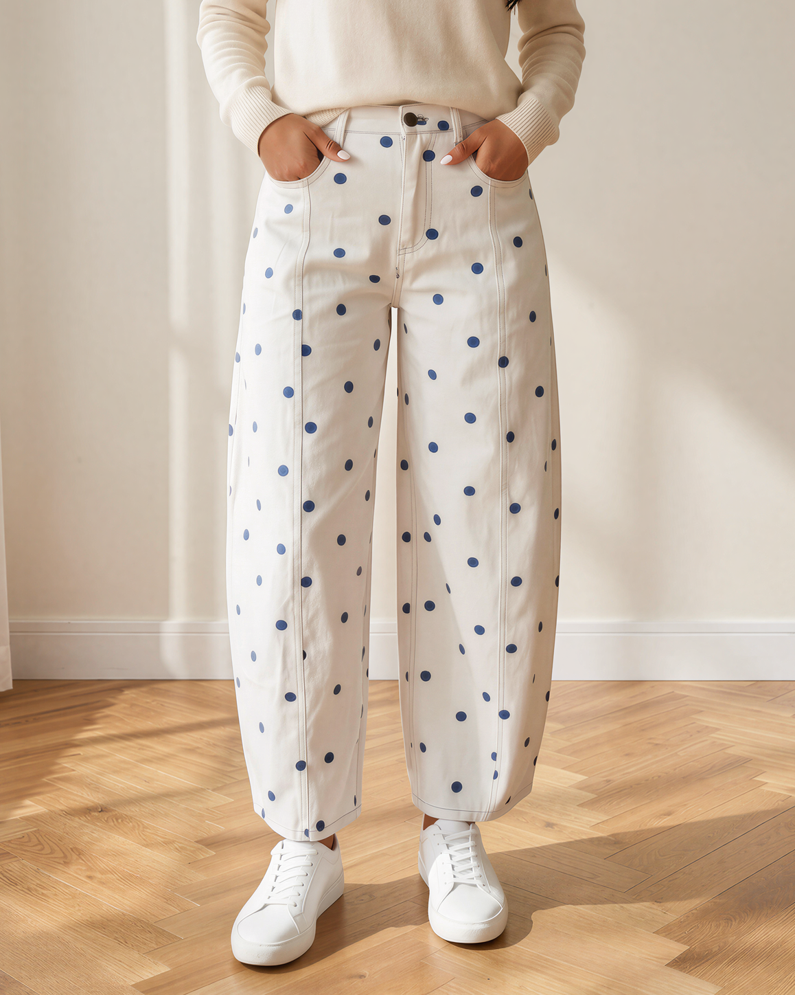 Dallas Polka Dot Barrel Jeans | High Rise Denim