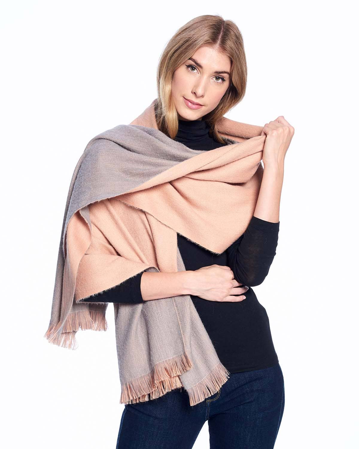Alpaca Reversible Wrap - Dusty Coral