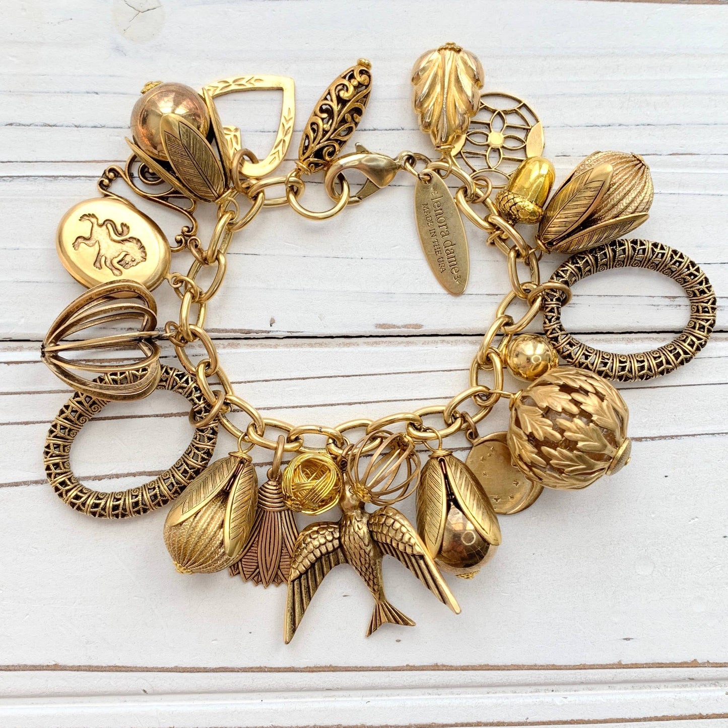 Vintage Inspired Gilded Charm Bracelet