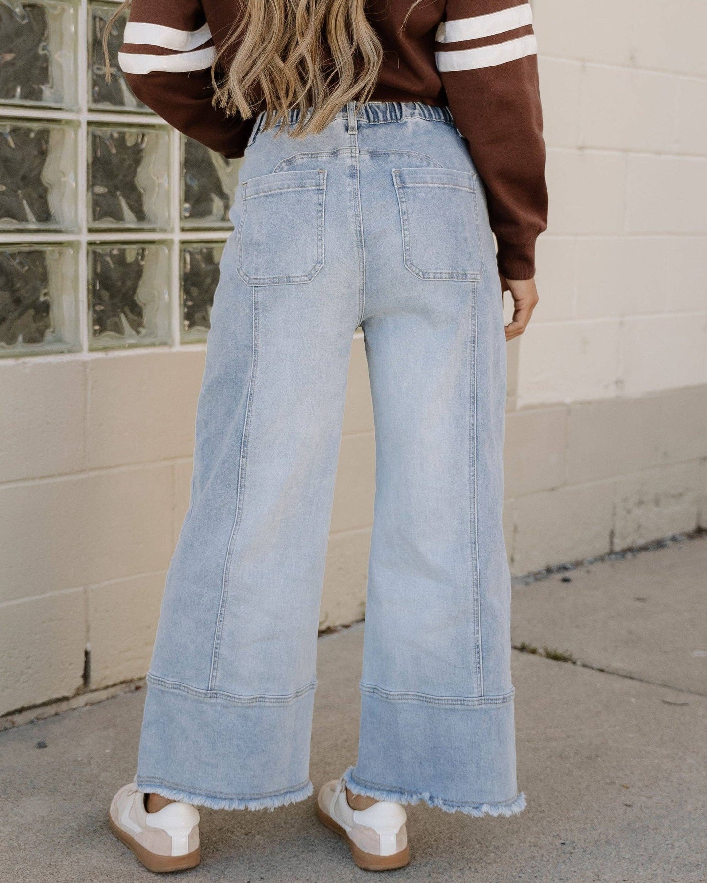 Beau Blue Cropped Jeans | Wide Leg Trousers | Raw Hem Pants