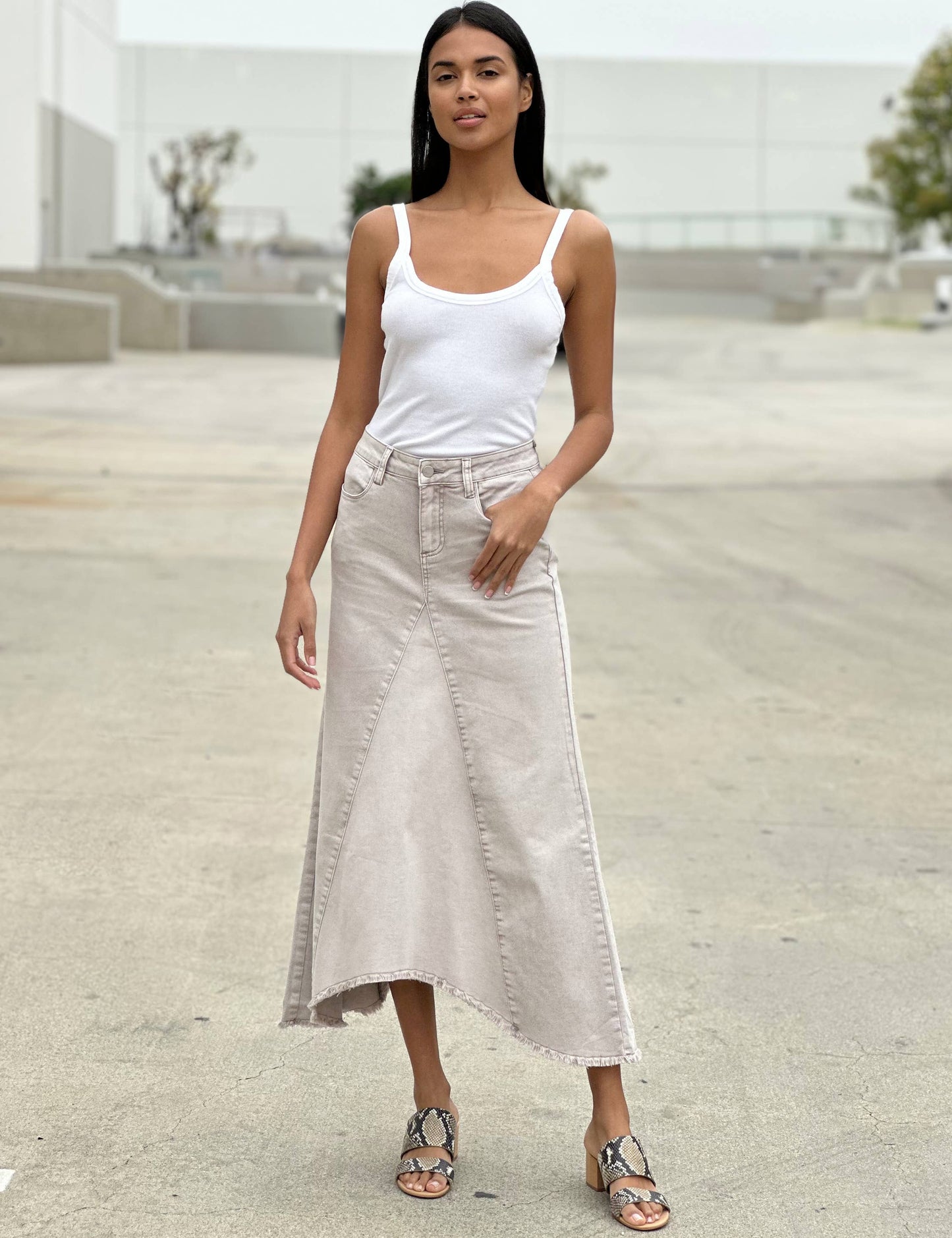 Selma Pieced Denim Maxi Skirt